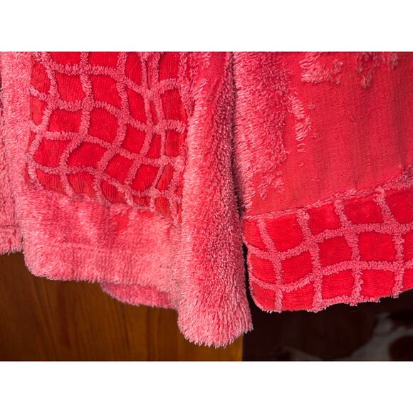 Vtg Norm Thompson Chenille Cardigan Pink/Red Unique Patterned Pockets & Sleeves - Picture 8 of 16